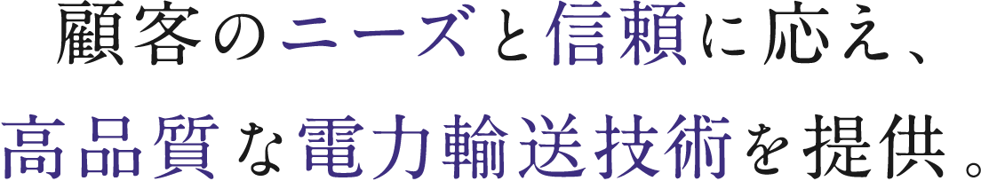 顧客のニーズと信頼に応え、高品質な電力輸送技術を提供。