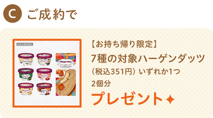 ハーゲンダッツ7種いずれか1つ　2個分
