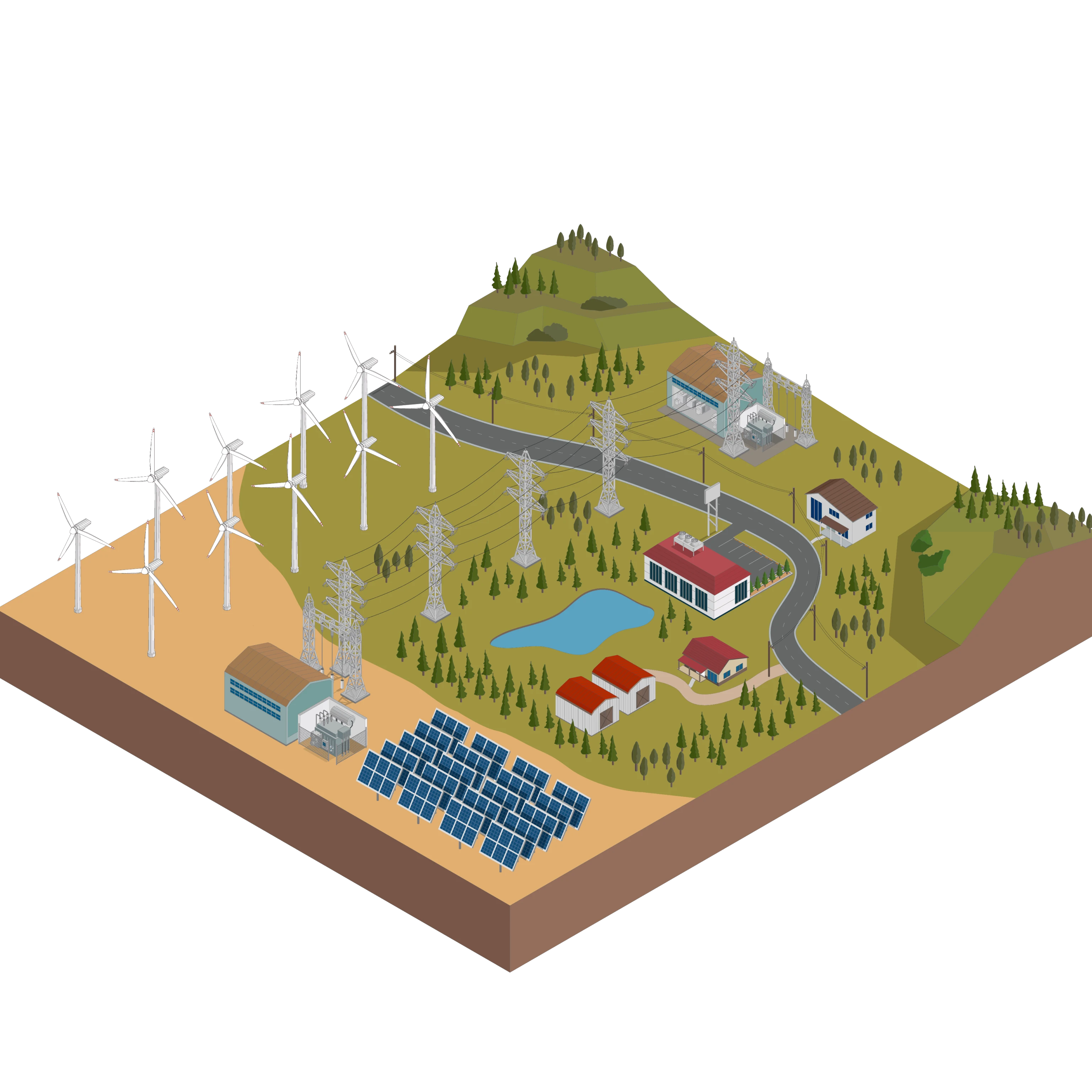 発電所周辺のイラスト